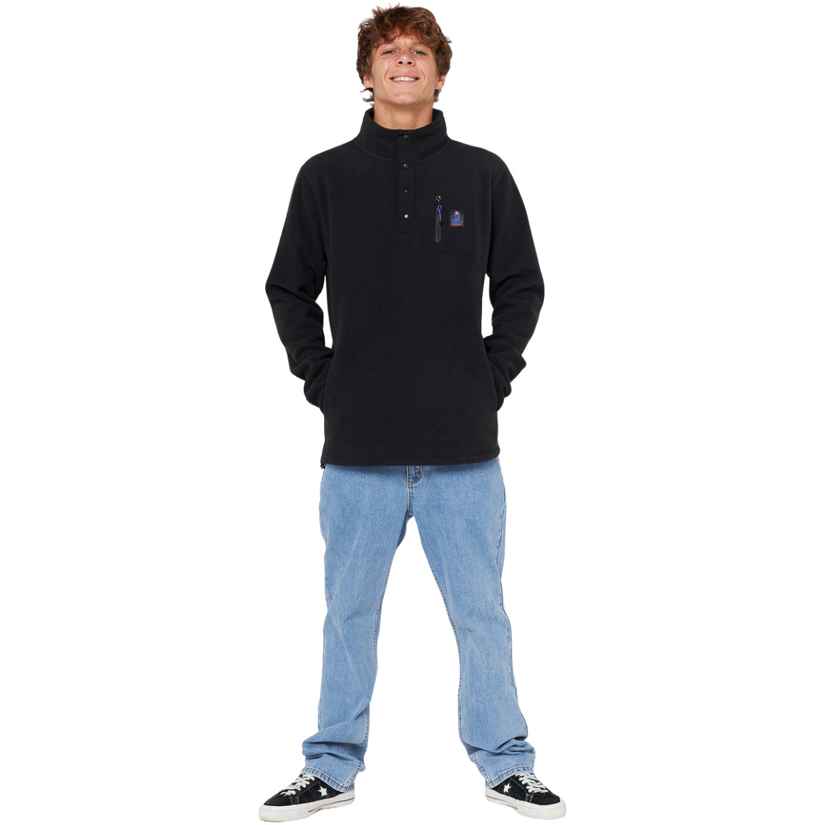 2025 Rip Curl Search Polar Fleece Crew 05QMFL - Til Mænd Black